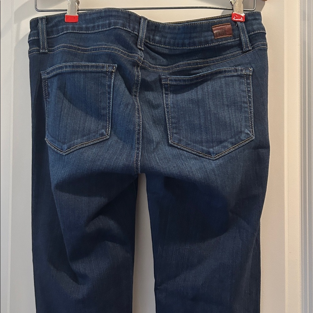 PAIGE Skyline Skinny Stretchy Jeans Dark Blue faded design women’s size 29